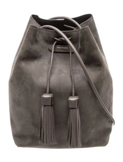 Pre-owned Tom Ford Suede Bucket Bag In Gray
