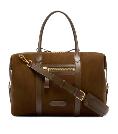 Tom Ford Suede Buckley Holdall In Brown