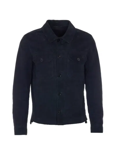 Tom Ford Suede Button-up Jacket In Blue