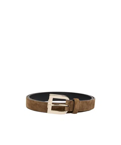 Tom Ford Suede Calf Belt In Brown