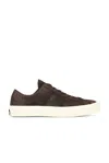 Tom Ford Khaki Suede Low Top Sneakers With Rubber Sole In Mocha & Cream