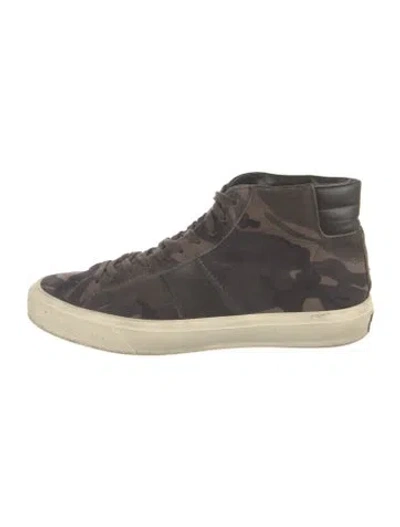 Pre-owned Tom Ford Suede Camouflage Print Sneakers In Green