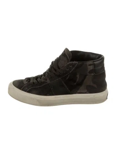 Pre-owned Tom Ford Suede Camouflage Print Sneakers In Neutrals
