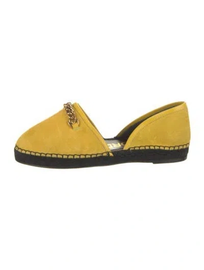 Pre-owned Tom Ford Suede Chain-link Accents D'orsay Flats In Yellow