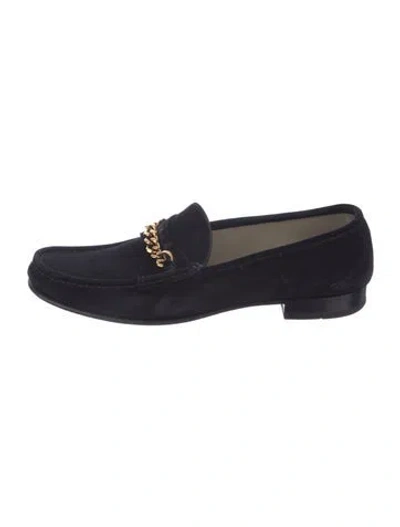 Pre-owned Tom Ford Suede Chain-link Accents Loafers In Blue