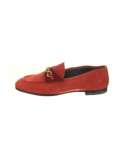 Pre-owned Tom Ford Suede Chain-link Accents Loafers In Orange
