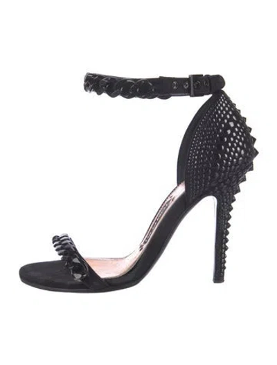Pre-owned Tom Ford Suede Chain-link Accents Sandals In Black