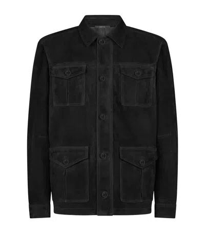 Tom Ford Suede Collared Jacket In Black