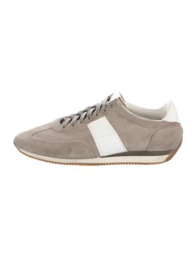 Pre-owned Tom Ford Suede Colorblock Pattern Athletic Sneakers In Neutrals