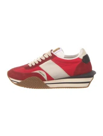Pre-owned Tom Ford Suede Colorblock Pattern Athletic Sneakers In Red
