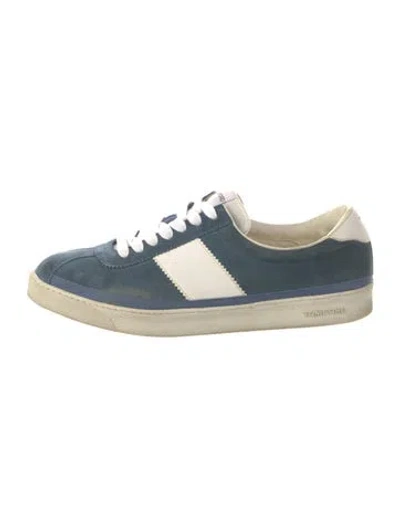 Pre-owned Tom Ford Suede Colorblock Pattern Sneakers In Blue
