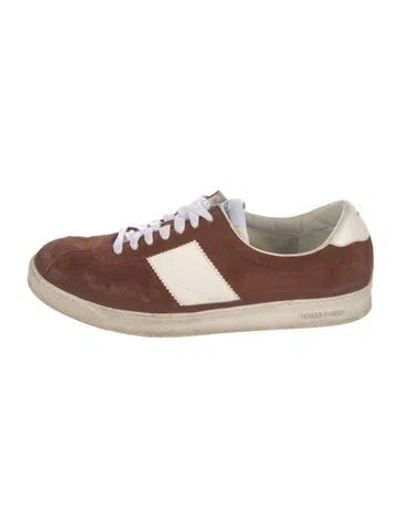 Pre-owned Tom Ford Suede Colorblock Pattern Sneakers In Brown