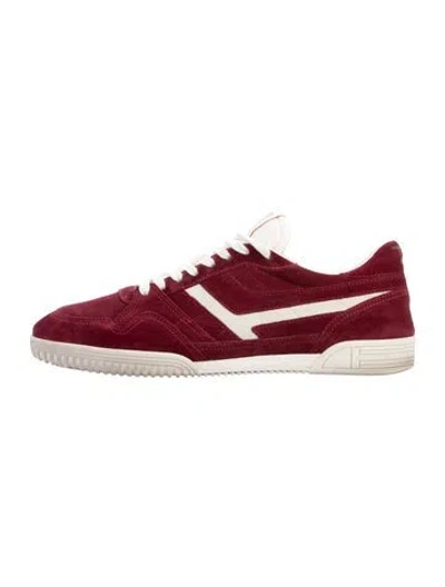 Pre-owned Tom Ford Suede Colorblock Pattern Sneakers In Burgundy