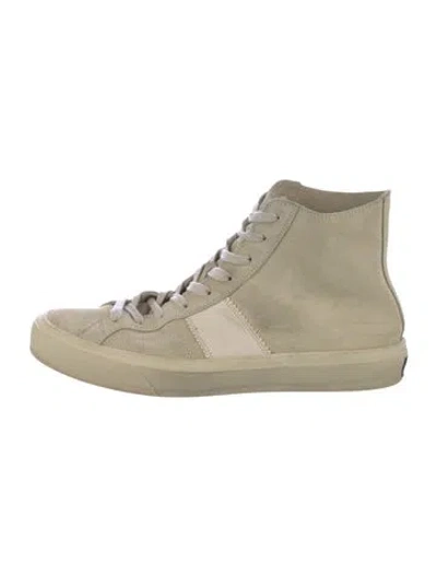 Pre-owned Tom Ford Suede Colorblock Pattern Sneakers In Neutral