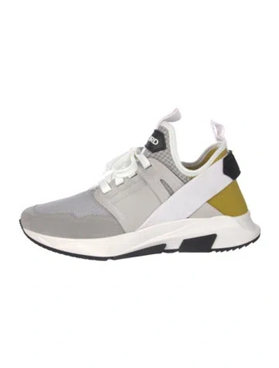 Pre-owned Tom Ford Suede Colorblock Pattern Sneakers W/ Tags In White