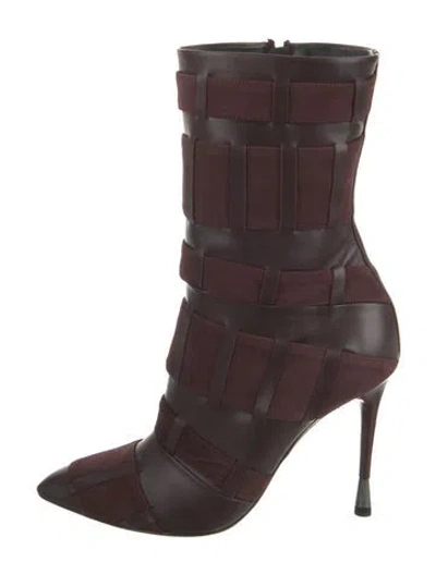 Pre-owned Tom Ford Suede Colorblock Pattern Sock Boots In Burgundy