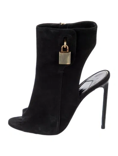 Pre-owned Tom Ford Suede Cutout Accent Boots In Black