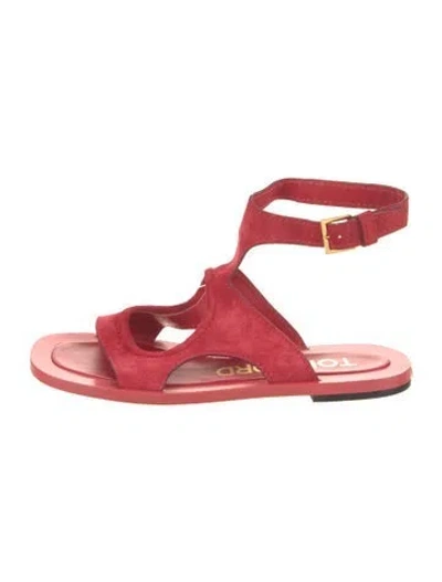 Pre-owned Tom Ford Suede Cutout Accent Gladiator Sandals In Red