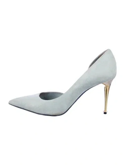 Pre-owned Tom Ford Suede D'orsay Pumps In Blue