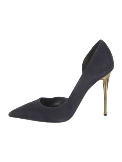 Pre-owned Tom Ford Suede D'orsay Pumps In Blue