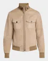 Tom Ford Suede Double-pocket Bomber Jacket In Stone