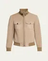 Tom Ford Suede Double-pocket Bomber Jacket In Stone