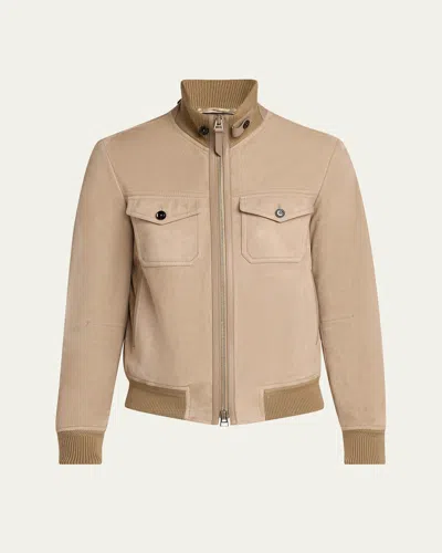 TOM FORD SUEDE DOUBLE-POCKET BOMBER JACKET