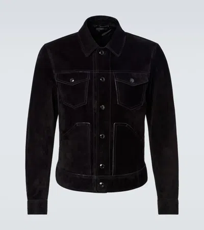 Tom Ford Stretch-cotton Moleskin Trucker Jacket In Black