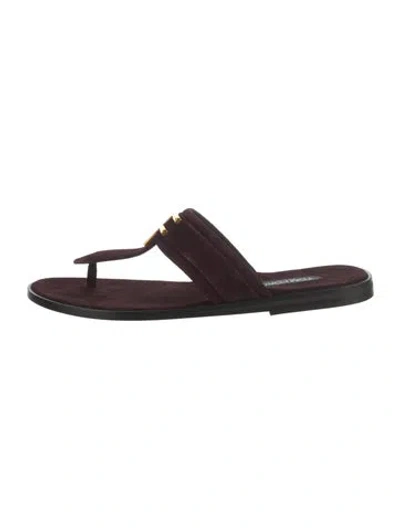 Pre-owned Tom Ford Suede Flip Flops In Burgundy