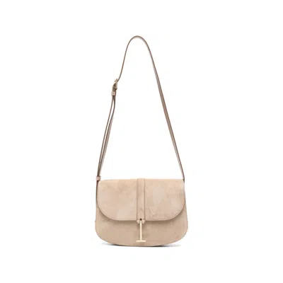 Tom Ford Suede Foldover Shoulder Bag In Beige