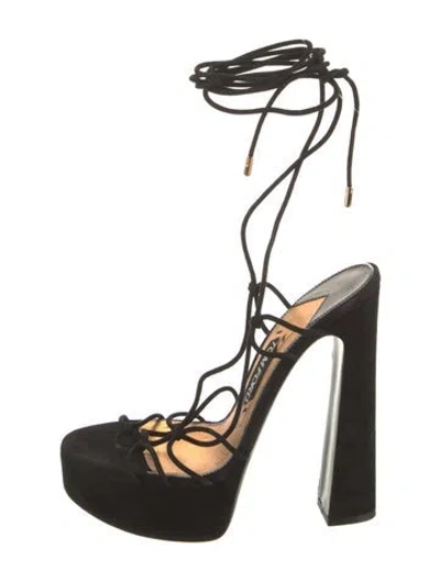 Pre-owned Tom Ford Suede Gladiator Sandals In Black