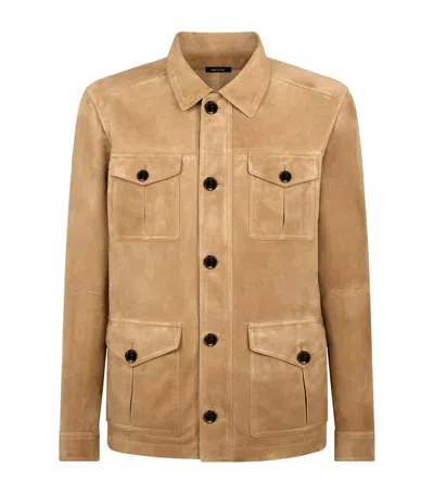 Tom Ford Suede Jacket In Beige
