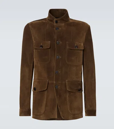 Tom Ford Jacke Aus Veloursleder In Braun