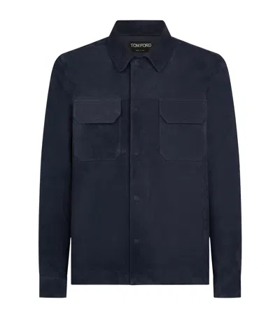 Tom Ford Suede Jacket In Blue