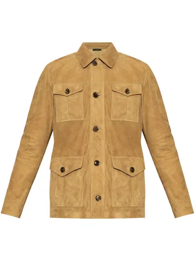 Tom Ford Suede Jacket In Neutrals