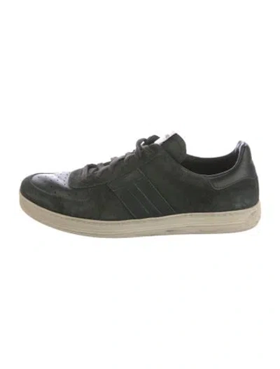 Pre-owned Tom Ford Suede Lasercut Accents Sneakers In Green