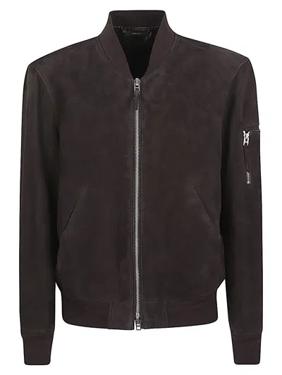 Tom Ford Suede Leather Bomber Jacket In Brown
