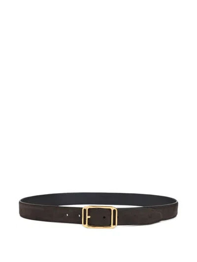 TOM FORD SUEDE LEATHER GOLD-BUCKLE BELT