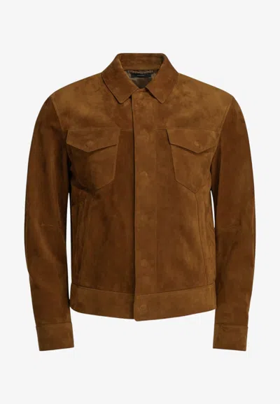 Tom Ford Suede Leather Jacket In Brown