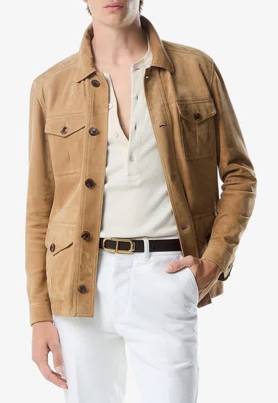 Tom Ford Suede Leather Jacket In Brown