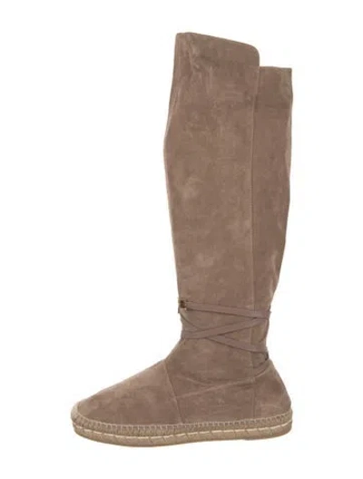 Pre-owned Tom Ford Suede Leather Trim Embellishment Boots In Neutral