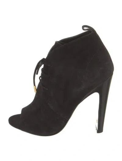 Pre-owned Tom Ford Suede Leather Trim Embellishment Lace-up Boots In Black