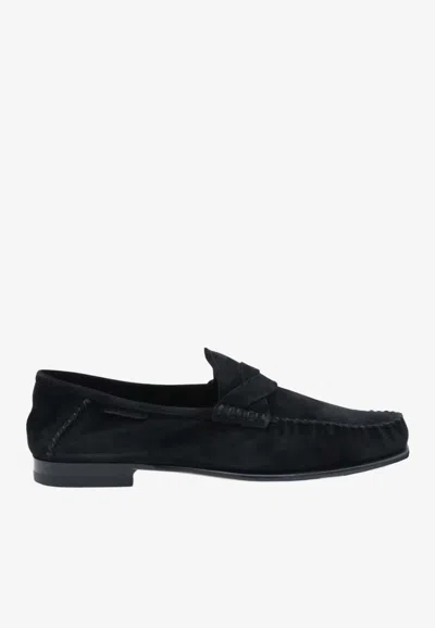 Tom Ford Suede Loafers With Twisted-straps In Black