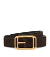 Tom Ford Suede Logo Buckle Belt In Brown