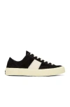 Tom Ford Blake Sneakers Suede Upper Contrast Stripe Rubber Sole In Black