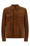 Tom Ford Single-breasted Leather Jacket In Brown