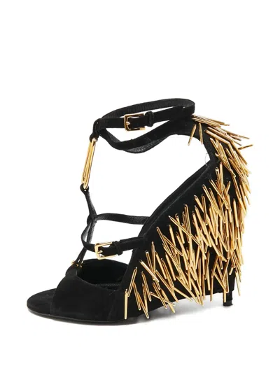 Pre-owned Tom Ford Ankle-strap Suede Sandals In Black