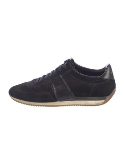 Pre-owned Tom Ford Suede Scalloped Accent Athletic Sneakers In Blue
