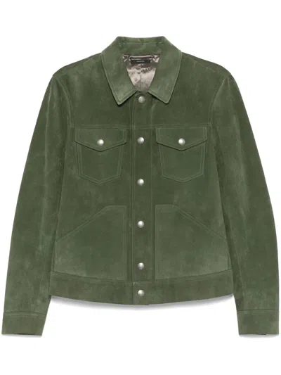 Tom Ford Suede Shirt Jacket In Green