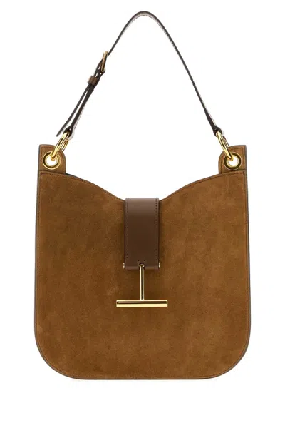Tom Ford Suede Shoulder Bag In Brown